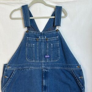 Big Smith Men’s Sz 48x32 Blue Denim bib Overalls blue Cotton zip Fly